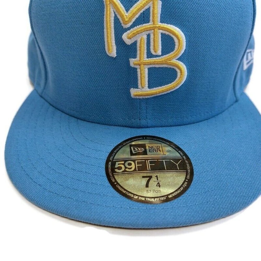59Fifty Size 7 1/4 New Era Myrtle Beach Pelicans Fitted Hat Cap Blue - Picture 2 of 7